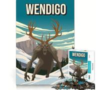 Rompecabezas para adultos de 1000 piezas Wendigo monstruo críptido lámina artística de viaje arte de corte preciso juguete de juego cognitivo tiempo de juego relajante arte de pared navideño (50x75cm)