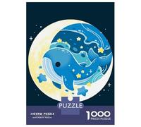 Rompecabezas para Adultos De 1000 Piezas Whale and Moon Cartoon Illustration Rompecabezas para Adolescentes Juguetes Antiestrés Desafío Difícil Cumpleaños 52x38cm/1000pcs