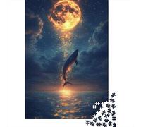 Rompecabezas para Adultos De 1000 Piezas Whale Jumping Moonlight Ocean Rompecabezas Juego De Ingenio Regalos para Mujeres Cumpleaños Y Navidad 52x38cm/1000pcs