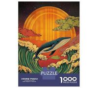 Rompecabezas para Adultos De 1000 Piezas Whale Jumping Wave Rompecabezas para Adultos Juguete Decoración De Pared Mejora La Memoria Cumpleaños 38x26cm/1000pcs