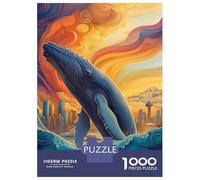 Rompecabezas para Adultos De 1000 Piezas Whale Leaping Cityscape Rompecabezas para Adultos Juego Práctico Corte De Precisión Oferta como Regalo para Toda La Familia 52x38cm/1000pcs