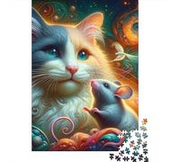 Rompecabezas para Adultos De 1000 Piezas Whimsical Cat and Mouse Artwork Rompecabezas para Adultos Juego De Ingenio Ensamblaje De Patrones Juego Desafiante Regalos 52x38cm/1000pcs