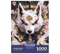 Rompecabezas para Adultos De 1000 Piezas White Akita Dog with Katana Animal Rompecabezas para Adultos Juguete Decoración De Pared Corte De Precisión 70x50cm/1000pcs