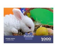 Rompecabezas para Adultos De 1000 Piezas White Beautiful Rabbit EAS Rompecabezas Antiestrés Juguetes Divertidos Y Humorísticos Actividades Divertidas En Casa, 52x38cm/1000pcs