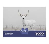 Rompecabezas para Adultos De 1000 Piezas White Deer in Misty Field Rompecabezas para Adolescentes Juego Familiar Carrera De Velocidad Manual Cumpleaños 70x50cm/1000pcs