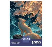 Rompecabezas Para Adultos De 1000 Piezas White Fox Under Cherry Blossom Tree Rompecabezas Para Adultos Juguete Decoración De Pared Decoración Del Hogar Regalos Para Amigos Y Familiares 52x38cm/1000pcs