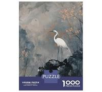 Rompecabezas para Adultos De 1000 Piezas White Heron in Misty Landscape Rompecabezas para Adultos Juegos Relajantes Alivia El Estrés Ayuda A Ejercitar El Cerebro 52x38cm/1000pcs