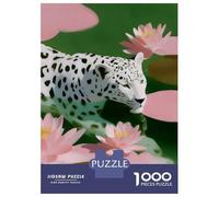 Rompecabezas para Adultos De 1000 Piezas White Leopard in Water Lilies Rompecabezas para Adultos Juegos Divertidos para La Diversión Familiar Juego Desafiante Regalos 38x26cm/1000pcs