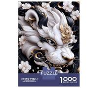 Rompecabezas para Adultos De 1000 Piezas White Lion with Gold Accents Rompecabezas para Adultos Juegos Relajantes Decoración Cumpleaños 38x26cm/1000pcs