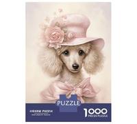 Rompecabezas para Adultos De 1000 Piezas White Poodle in Hat Rompecabezas Antiestrés Juguetes Divertidos Y Humorísticos Actividades Divertidas En Casa, 38x26cm/1000pcs