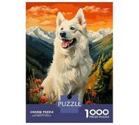 Rompecabezas para Adultos De 1000 Piezas White Swiss Shepherd Dog in Mountain Landscape Rompecabezas Juego De Ingenio Regalos para Mujeres Regalos De Juegos Desafiantes 38x26cm/1000pcs