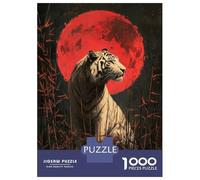 Rompecabezas para Adultos De 1000 Piezas White Tiger Under Blood Moon Rompecabezas para Adolescentes Juguetes Antiestrés Mejora La Memoria Gran Regalo para Jugar 52x38cm/1000pcs