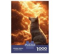 Rompecabezas para Adultos De 1000 Piezas White Wolf in Fiery Clouds Rompecabezas para Adultos Juego De Ingenio Aliviador del Estrés Actividades Divertidas En Casa 52x38cm/1000pcs