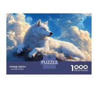 Rompecabezas para Adultos De 1000 Piezas White Wolf in The Clouds Rompecabezas para Adultos Juego De Ingenio Aliviador del Estrés Actividades Divertidas En Casa 38x26cm/1000pcs