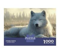 Rompecabezas para Adultos De 1000 Piezas White Wolf Resting in Field Rompecabezas para Adultos Juegos Familiares Vacaciones En Casa Matar El Tiempo para Cumpleaños, Navidad 38x26cm/1000pcs