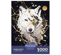 Rompecabezas para Adultos De 1000 Piezas White Wolf with Golden Accents Rompecabezas para Adultos Juego Práctico Alivia El Estrés Desafío Educativo 38x26cm/1000pcs