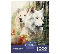 Rompecabezas para Adultos De 1000 Piezas White Wolves in Autumn Forest Rompecabezas para Adultos: Juegos Prácticos De Análisis Y Lógica, Regalos para Amigos Y Familiares 52x38cm/1000pcs