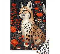 Rompecabezas para Adultos De 1000 Piezas Wild Cat in Flowers Rompecabezas para Adultos Juegos Divertidos Pero Divertidos Y Humorísticos Cumpleaños 70x50cm/1000pcs