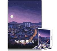 Rompecabezas para Adultos de 1000 Piezas, Windhoek, Namibia, Paisaje Urbano Nocturno, diversión Familiar y Noche de Juegos, Corte de precisión, Regalo para cumpleaños, tamaño 38x52cm