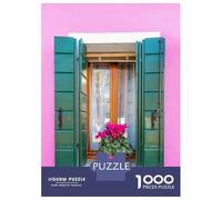 Rompecabezas para Adultos De 1000 Piezas Window on Pink House Italy Rompecabezas para Adultos Juguete Decoración De Pared Corte De Precisión 70x50cm/1000pcs