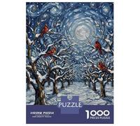 Rompecabezas para Adultos De 1000 Piezas Winter Cardinals in Snowy Forest Painting Rompecabezas para Adultos Juego De Ingenio Patrón De Ensamblaje Regalos para Amigos Y Familiares 38x26cm/1000pcs