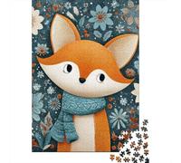 Rompecabezas para Adultos De 1000 Piezas Winter Fox Scarf Illustration Rompecabezas para Adultos Juguetes Antiestrés Decoración Perfecta Cumpleaños Y Navidad 52x38cm/1000pcs