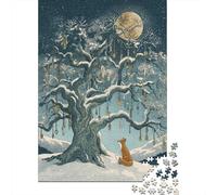 Rompecabezas para Adultos De 1000 Piezas Winter Moonlit Tree Scene Rompecabezas para Adolescentes Juego De Ingenio Decoración del Hogar Actividades Divertidas En Casa, 38x26cm/1000pcs