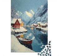 Rompecabezas para Adultos De 1000 Piezas Winter Mountain Village Scene Rompecabezas para Adultos Juguete Decoración De Pared Difícil Regalos para Amigos Y Familiares 70x50cm/1000pcs