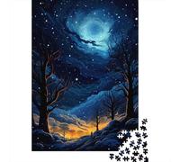 Rompecabezas para Adultos De 1000 Piezas Winter Night Sky Rompecabezas para Adultos Juegos Familiares Vacaciones En Casa Matar El Tiempo para Cumpleaños, Navidad 38x26cm/1000pcs