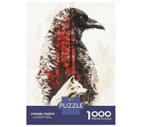 Rompecabezas para Adultos De 1000 Piezas Wolf and Raven Double Exposure Rompecabezas para Adolescentes Juego Práctico Desafío Difícil Juego Desafiante Regalos 38x26cm/1000pcs