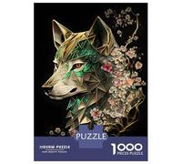 Rompecabezas para Adultos De 1000 Piezas Wolf Cherry Blossoms Dark Rompecabezas para Adultos Juego Familiar Vacaciones En Casa Matar El Tiempo Gran Regalo para Jugar 52x38cm/1000pcs