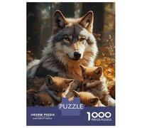 Rompecabezas para Adultos De 1000 Piezas Wolf Family Portrait in Autumn Forest Rompecabezas para Adultos Juegos Relajantes Alivia El Estrés Ayuda A Ejercitar El Cerebro 52x38cm/1000pcs