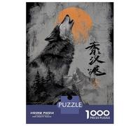 Rompecabezas para Adultos De 1000 Piezas Wolf Howling at Moon Digital Art Rompecabezas para Adultos Juego De Ingenio Desafío Difícil Gran Regalo para Los Amantes De Los Juegos 38x26cm/1000pcs