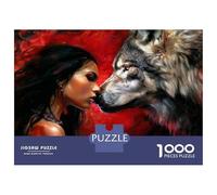 Rompecabezas para Adultos De 1000 Piezas Wolf Kiss Fantasy Art Print Rompecabezas para Adultos Juegos Relajantes Difícil Gran Regalo para Jugar 52x38cm/1000pcs