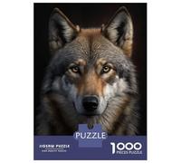 Rompecabezas para Adultos De 1000 Piezas Wolf Portrait on Dark Rompecabezas para Adultos Juego De Ingenio Mejora La Memoria Diversión En Casa Actividades, 38x26cm/1000pcs