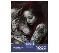 Rompecabezas para Adultos De 1000 Piezas Wolf Tattooed Woman Art Print Rompecabezas para Adultos: Juegos Prácticos De Análisis Y Lógica, Regalos para Amigos Y Familiares 38x26cm/1000pcs