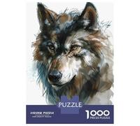 Rompecabezas para Adultos De 1000 Piezas Wolf Watercolor Portrait Rompecabezas para Adultos Juego De Ingenio Regalo De Cumpleaños Desafío Educativo 38x26cm/1000pcs