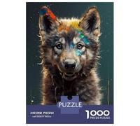 Rompecabezas para Adultos De 1000 Piezas Wolf Watercolor Sketch Rompecabezas para Adultos Juguetes Antiestrés Aliviador del Estrés Regalos De Cumpleaños Y Únicos 52x38cm/1000pcs