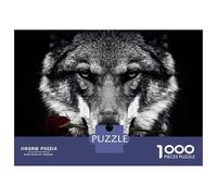 Rompecabezas para Adultos De 1000 Piezas Wolf with A Red Rose Rompecabezas para Adultos Juguetes De Bricolaje Análisis Y Lógica Difícil Y Desafiante 70x50cm/1000pcs