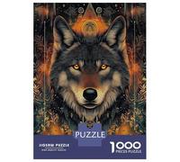 Rompecabezas para Adultos De 1000 Piezas Wolf with Golden Eyes Geometric Style Rompecabezas para Adultos Juguetes Antiestrés Regalos para Mujeres Cumpleaños Y Navidad 38x26cm/1000pcs