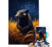Rompecabezas para Adultos de 1000 Piezas Wolverine en un Campo Dorado bajo un Cielo Estrellado Rompecabezas Divertidos para Adultos Decoración Navidad y cumpleaños (Tamaño 38x26cm)