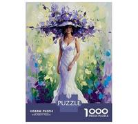 Rompecabezas para Adultos De 1000 Piezas Woman in White Dress with Floral Hat Rompecabezas para Adultos Juguetes Antiestrés Aliviador del Estrés Regalos De Cumpleaños Y Únicos 70x50cm/1000pcs