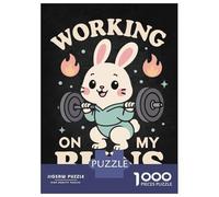 Rompecabezas para Adultos De 1000 Piezas Working On My Buns - Cute Gym Bunny Squat Pun Rompecabezas para Adultos Juguetes Antiestrés Regalos para Mujeres Cumpleaños Y Navidad 70x50cm