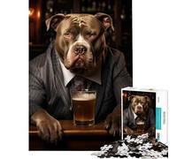 Rompecabezas para Adultos de 1000 Piezas XL Bulldog en el Bar Rompecabezas de 1000 Piezas Juguetes de decoración para el hogar Regalo de cumpleaños (38x26cm)