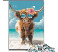 Rompecabezas para Adultos de 1000 Piezas, Yak con Gafas, Divertido para el hogar, Ideal para días de Lluvia, Regalo de cumpleaños 26x38cm