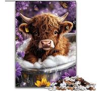 Rompecabezas para Adultos de 1000 Piezas: Yak Tomando un baño Rompecabezas de Madera Un desafío para Adolescentes, decoración del hogar o como Regalo Tamaño 50x75cm