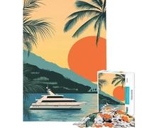 Rompecabezas para Adultos de 1000 Piezas Yate Retro al Atardecer Juego Educativo Juguetes didácticos Regalos de Amigo Invisible Mejora la Memoria (tamaño 75x50cm)