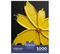 Rompecabezas para Adultos De 1000 Piezas Yellow Paint Flower on Black Background Rompecabezas para Adultos Juegos Familiares Montaje De Patrones Cumpleaños Y Navidad 52x38cm/1000pc