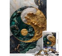 Rompecabezas para Adultos de 1000 Piezas Yin Yang Kintsugi Armonía Juego Familiar Decoración del hogar Juguetes DIY Mejorar el Amor Entre Parejas (38X26CM)