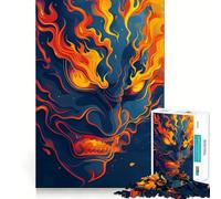 Rompecabezas para Adultos de 1000 Piezas Yokai Oni ardiente,Juego de lógica de Piezas Ajustadas,diversión acogedora,Regalo de cumpleaños (38x26cm)